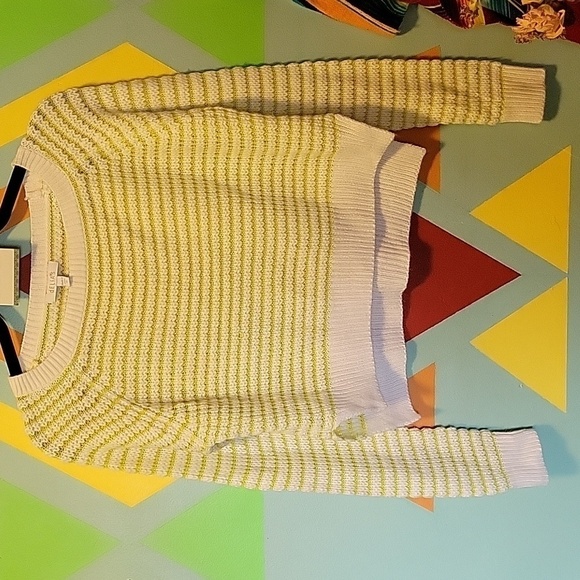 Delia's Vintange Striped Cropped Sweater Lime Green And White Size Medium - Picture 2 of 10